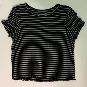 American Eagle Black and White Ribbed Crop Top